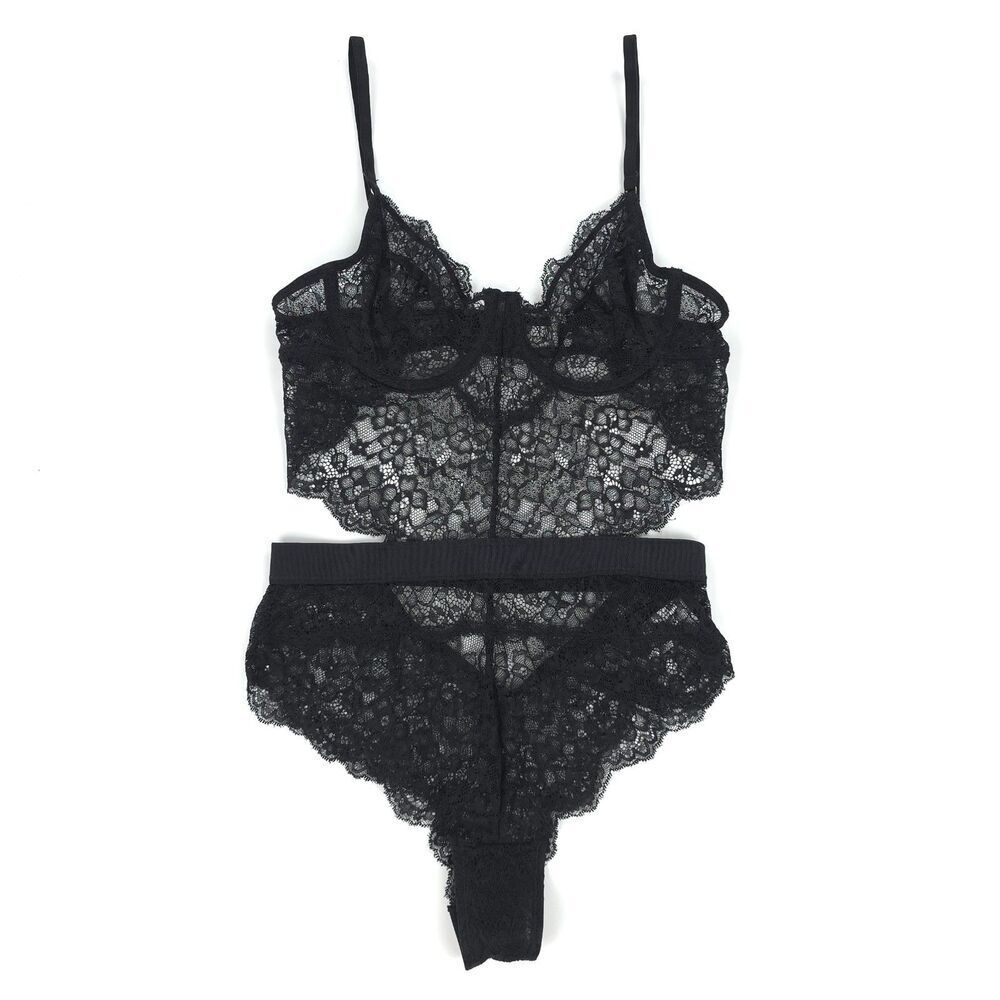 NEW Lovers and Friends Bettany Lace Underwire Bodysuit Black Romantic Lingerie